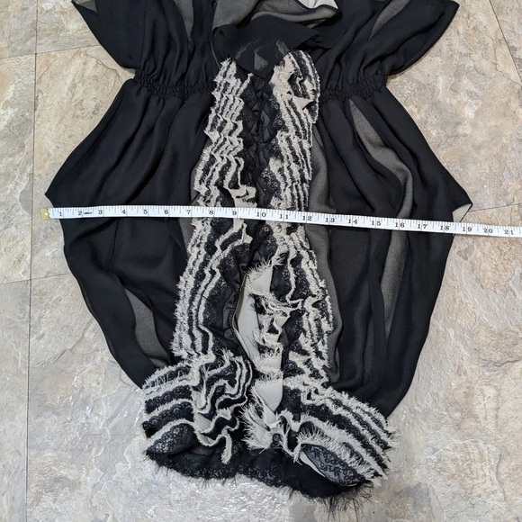 Robert Rodriguez Neiman Marcus x Target M Black‎ & Tan Ruffled High Neck Blouse - Picture 8 of 9